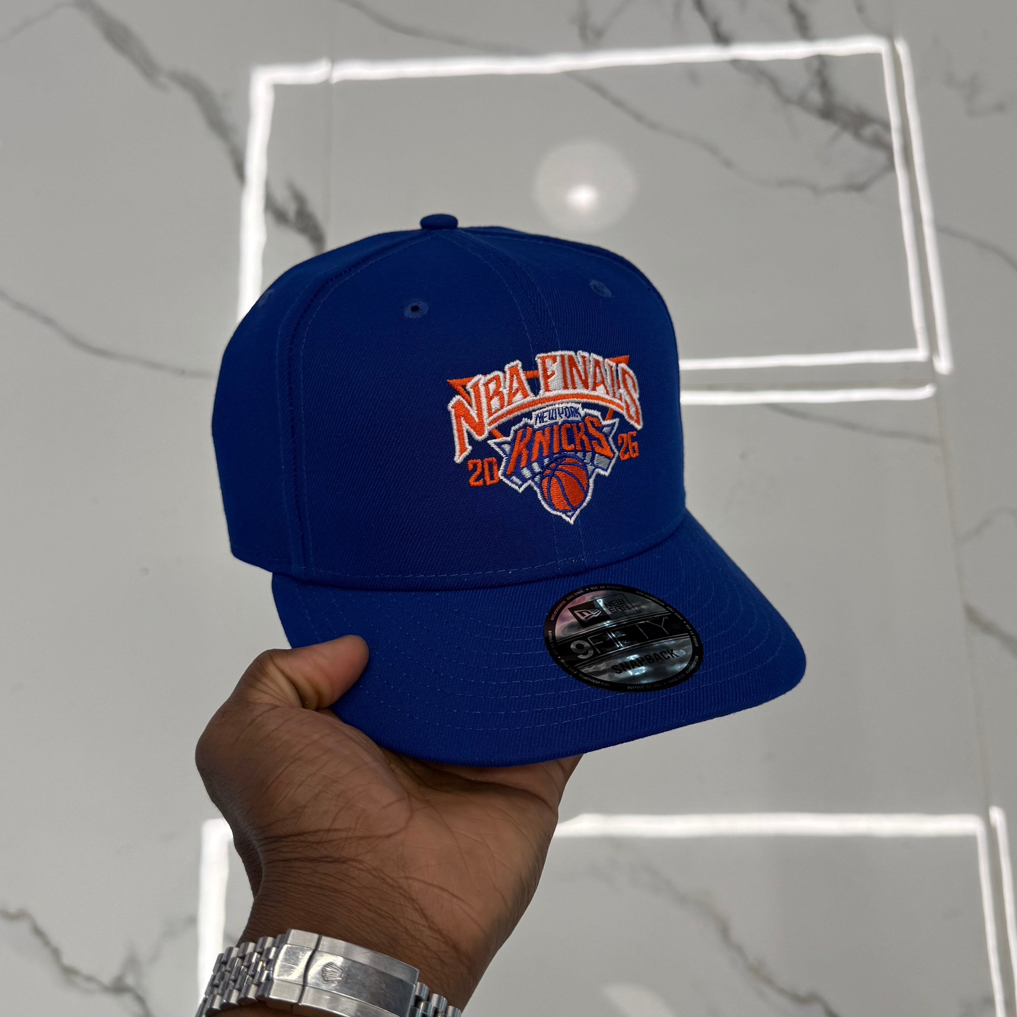 New York Knicks NBA 2026 Finals Triangle Royal 950 Classic Snap Back